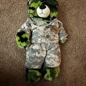 Build-A-Bear Green and Gray Camouflage Stuffed Animal